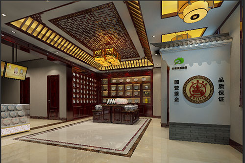 富顺古朴典雅的中式茶叶店大堂设计效果图